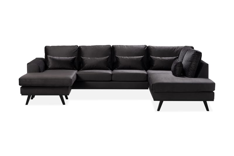 Copenhagen Compact Stor U Sofa Fløyel Sjeselong Høyre - Grå / Mørkgrå - Møbler - Sofaer - U-sofa