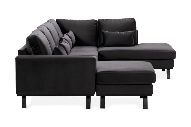 Copenhagen Compact Stor U Sofa Fløyel Sjeselong Høyre - Grå / Mørkgrå - Møbler - Sofaer - U-sofa