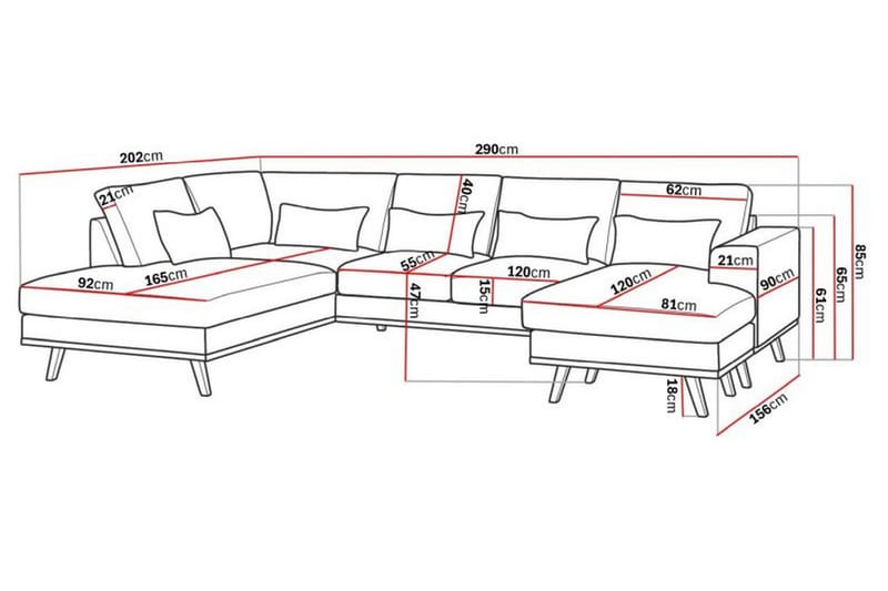 Copenhagen Compact Stor U Sofa i Fløyel Sjeselong Venstre - Grå / Mørkgrå - Møbler - Sofaer - U-sofa