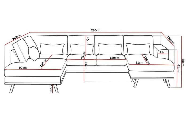 Copenhagen Compact Stor U Sofa i Fløyel Sjeselong Venstre - Grå / Mørkgrå - Møbler - Sofaer - U-sofa