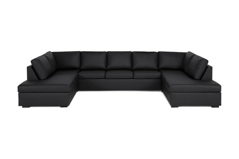 Crazy Stor U-sofa med Sjeselong x 2 - Svart / Mørk / Kunstlær - Møbler - Sofaer - U-sofa