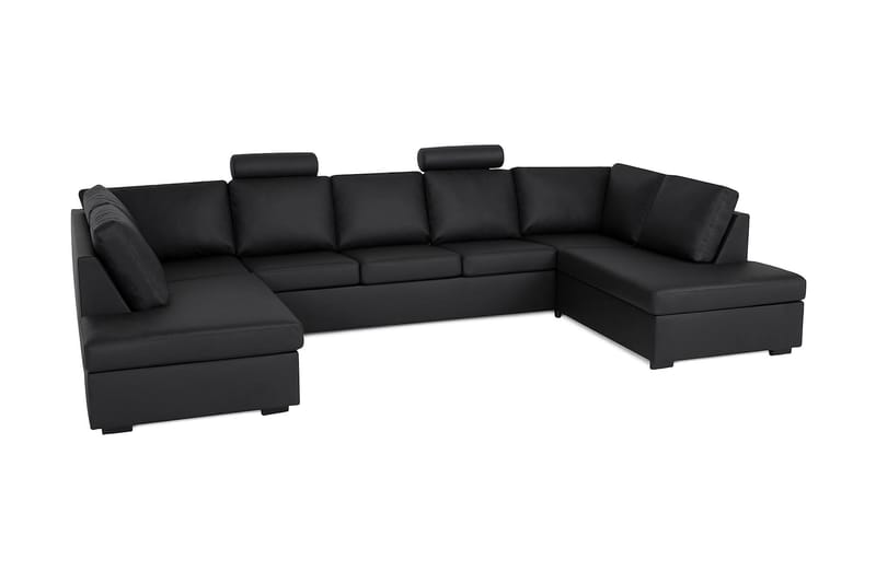 Crazy Stor U-sofa med Sjeselong x 2 - Svart / Mørk / Kunstlær - Møbler - Sofaer - U-sofa