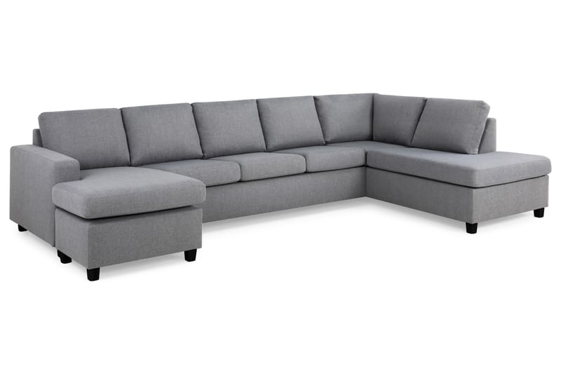 Crazy Stor U-sofa XL Divan Venstre, Sjeselong Høyre - Lysgrå - Møbler - Sofaer - U-sofa