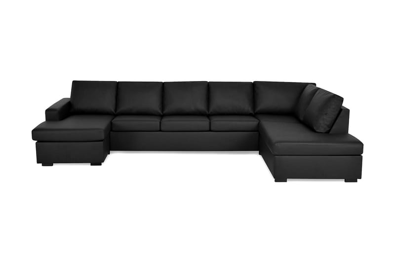 Crazy Stor U-sofa XL Divan Venstre og Sjeselong Høyre - Svart Kunstlær - Møbler - Sofaer - U-sofa