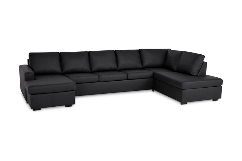 Crazy Stor U-sofa XL Divan Venstre og Sjeselong Høyre - Svart Kunstlær - Møbler - Sofaer - U-sofa