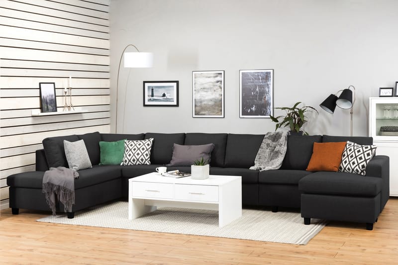 Crazy Stor U-sofa XXL Sjeselong Høyre 407 cm Bred - Antrasitt - Møbler - Sofaer - U-sofa