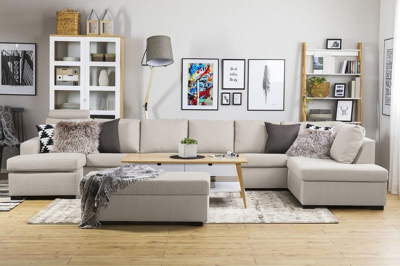 Crazy Stor U-sofa XXL Sjeselong Venstre, Divan Høyre - Beige - Møbler - Sofaer - U-sofa