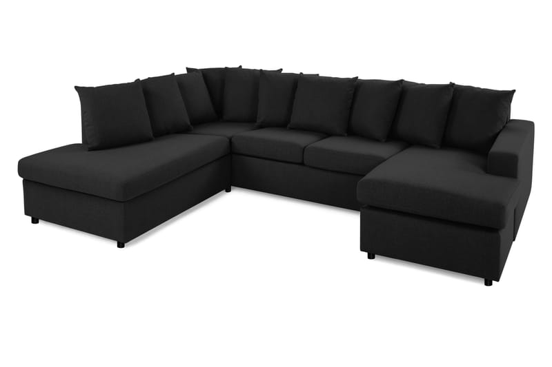 Crazy U-sofa Large Divan Høyre Konvoluttputer - Antrasitt - Skinnsofaer - Fløyel sofaer - U-sofa