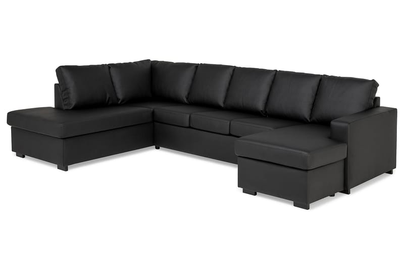 Crazy U-sofa XL Divan Høyre - Svart Kunstlær - Skinnsofaer - Fløyel sofaer - U-sofa