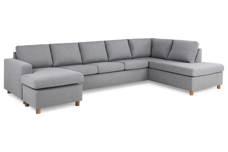 Crazy U-sofa XL Divan Venstre - Lysegrå - Skinnsofaer - Fløyel sofaer - U-sofa