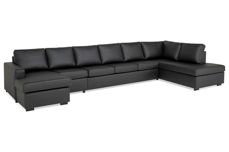 Crazy U-sofa XXL Divan Venstre - Svart Kunstlær - Skinnsofaer - Fløyel sofaer - U-sofa