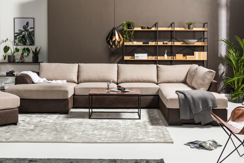 Cuba Stor U Sofa Divan Høyre Sjeselong Venstre - Brun / Beige - Møbler - Sofaer - U-sofa