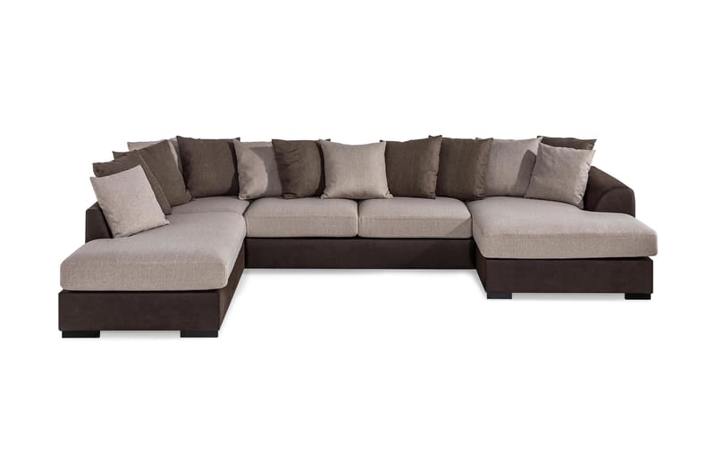 Cuba Stor U Sofa Divan Høyre Sjeselong Venstre inkl Konvoluttputer - Beige / Brun - Møbler - Sofaer - U-sofa