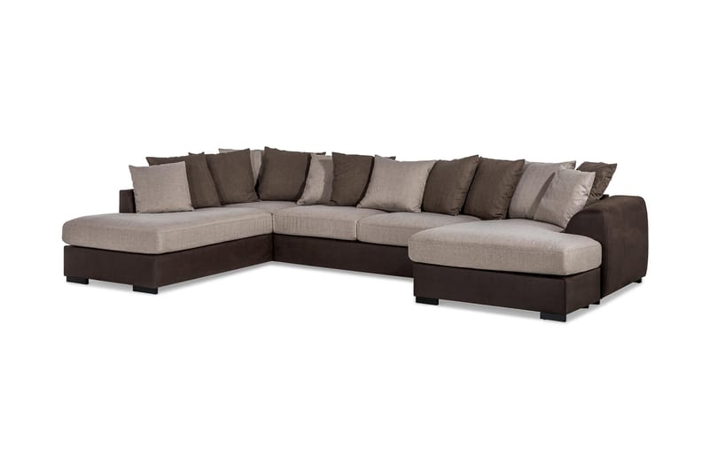 Cuba Stor U Sofa Divan Høyre Sjeselong Venstre inkl Konvoluttputer - Beige / Brun - Møbler - Sofaer - U-sofa