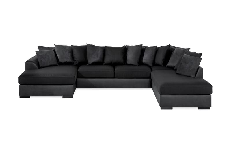 Cuba U-Sofa Divan Venstre inkl. Konvoluttputer - Svart - Møbler - Sofaer - U-sofa