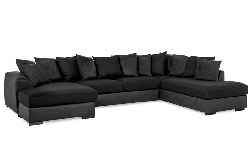 Cuba U-Sofa Divan Venstre inkl. Konvoluttputer - Svart - Møbler - Sofaer - U-sofa