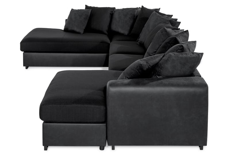 Cuba U-Sofa Divan Venstre inkl. Konvoluttputer - Svart - Møbler - Sofaer - U-sofa