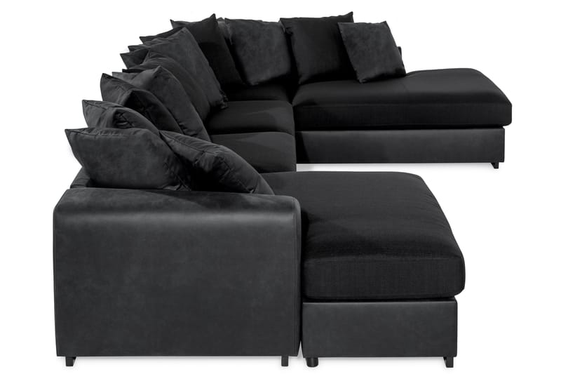 Cuba U-Sofa Divan Venstre inkl. Konvoluttputer - Svart - Møbler - Sofaer - U-sofa