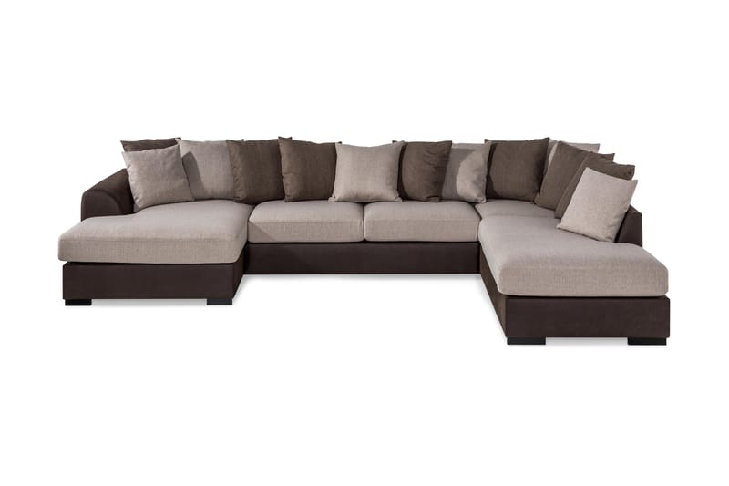 Cuba U Sofa Divan Venstre Sjeselong Høyre inkl Konvoluttputer 380 cm bred - Brun / Beige - Møbler - Sofaer - U-sofa