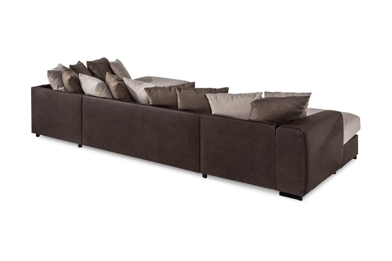 Cuba U Sofa Divan Venstre Sjeselong Høyre inkl Konvoluttputer 380 cm bred - Brun / Beige - Møbler - Sofaer - U-sofa