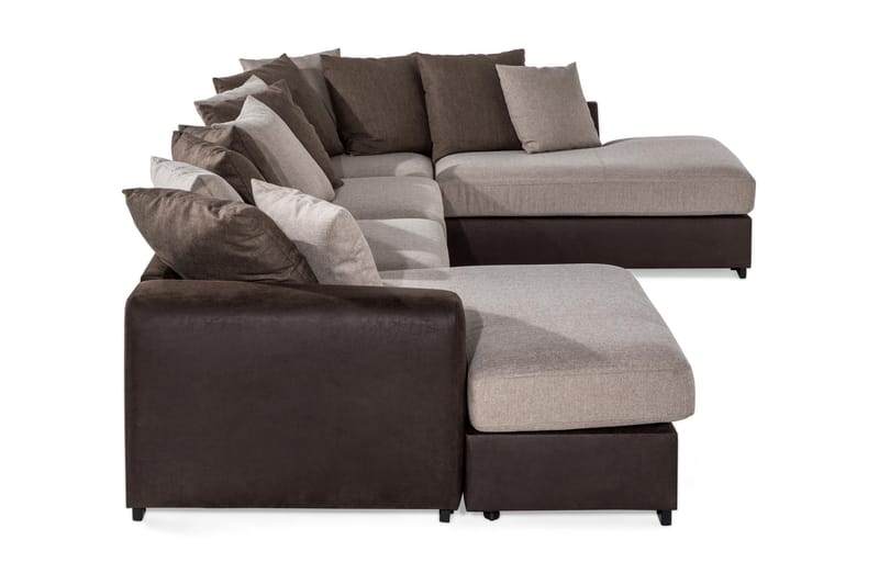 Cuba U Sofa Divan Venstre Sjeselong Høyre inkl Konvoluttputer 380 cm bred - Brun / Beige - Møbler - Sofaer - U-sofa