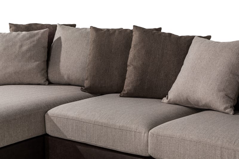 Cuba U Sofa Divan Venstre Sjeselong Høyre inkl Konvoluttputer 380 cm bred - Brun / Beige - Møbler - Sofaer - U-sofa