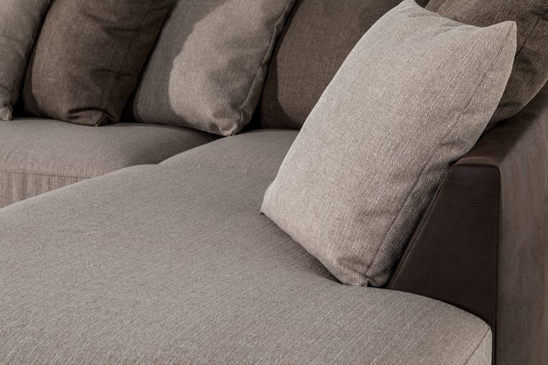 Cuba U Sofa Divan Venstre Sjeselong Høyre inkl Konvoluttputer 380 cm bred - Brun / Beige - Møbler - Sofaer - U-sofa