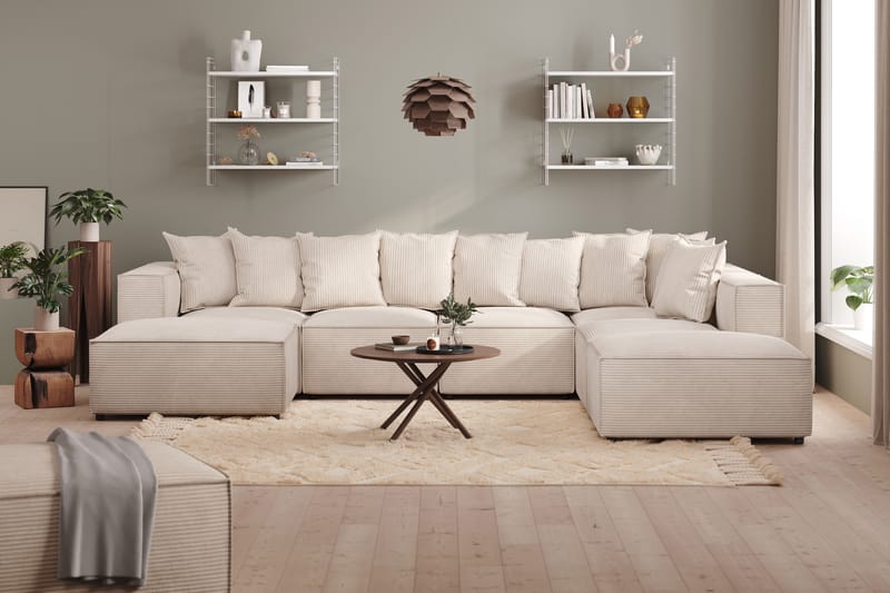 Cubo Dyp Manchester U-Sofa 5-seter Divan Høyre, Sjeselong Høyre - Beige / Lys - Møbler - Sofaer - U-sofa