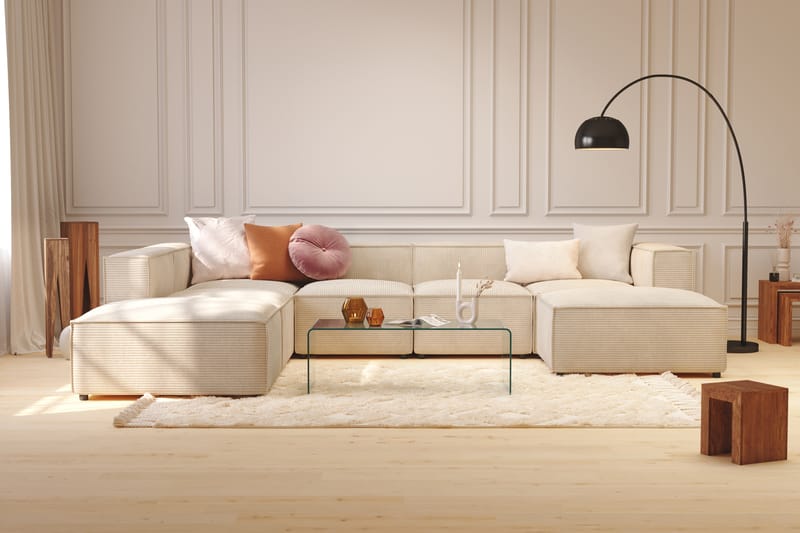 Cubo Dyp Manchester U-Sofa 5-seter Divan Høyre, Sjeselong Høyre - Beige / Lys - Møbler - Sofaer - U-sofa