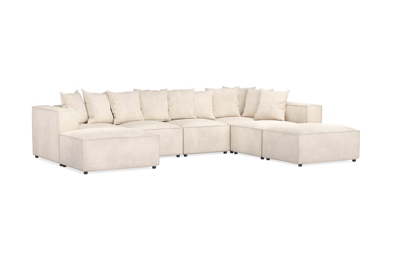 Cubo Dyp Manchester U-Sofa 5-seter Divan Høyre, Sjeselong Høyre - Beige / Lys - Møbler - Sofaer - U-sofa