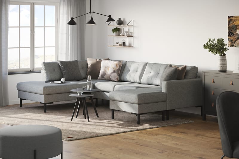 Frillestad 4-seters U-sofa Divan Høyre - Grå - Møbler - Sofaer - U-sofa