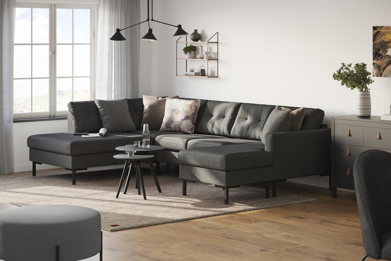 Frillestad 4-seters U-sofa Divan Høyre - Mørkegrå - Møbler - Sofaer - U-sofa