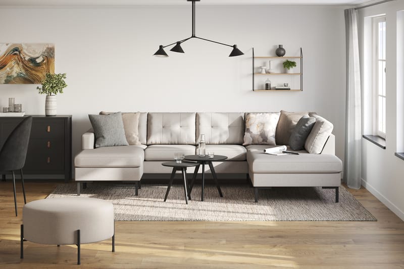 Frillestad 4-seters U-sofa Divan Venstre - Beige - Møbler - Sofaer - U-sofa