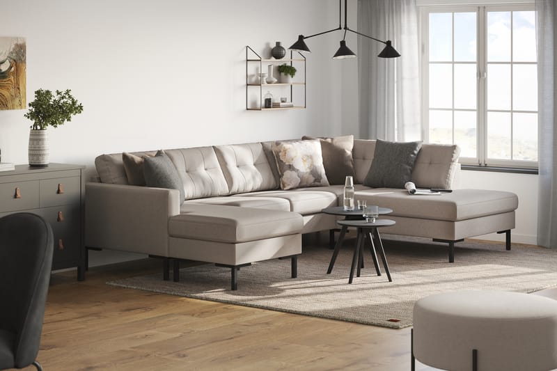 Frillestad 4-seters U-sofa Divan Venstre - Beige - Møbler - Sofaer - U-sofa