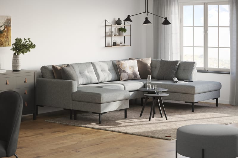 Frillestad 4-seters U-sofa Divan Venstre - Grå - Møbler - Sofaer - U-sofa