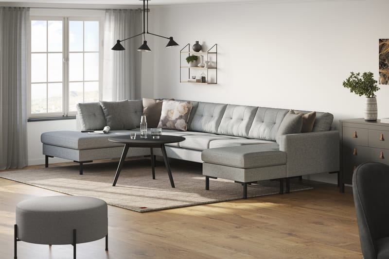 Frillestad 5-seters U-sofa Divan Høyre - Grå - Møbler - Sofaer - U-sofa