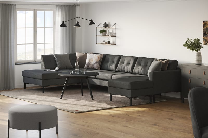 Frillestad 5-seters U-sofa Divan Høyre - Mørkegrå - Møbler - Sofaer - U-sofa