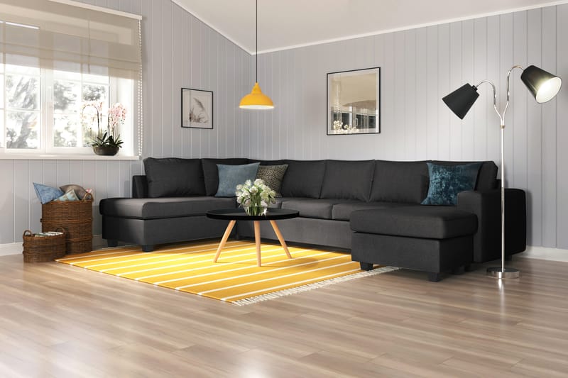 Houston U-sofa Large med Divan Høyre - Mørkegrå - Møbler - Sofaer - U-sofa