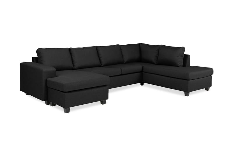 Houston U-sofa med Divan Venstre - Svart - Møbler - Sofaer - U-sofa