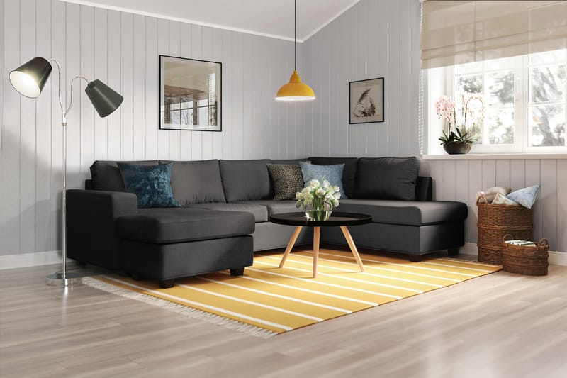 Houston U-sofa med Divan Venstre - Svart - Møbler - Sofaer - U-sofa