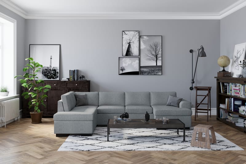 Link U-sofa Large med Divan Høyre - Lysegrå - Møbler - Sofaer - U-sofa