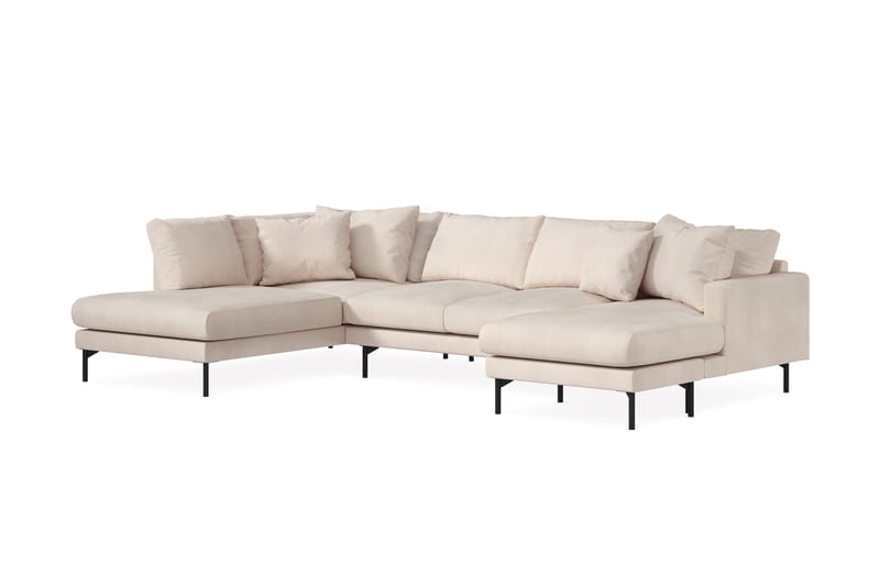 Menard 5-seters Stor U Sofa Manchester Sjeselong Venstre Divan Høyre - Lys Beige - Møbler - Sofaer - U-sofa