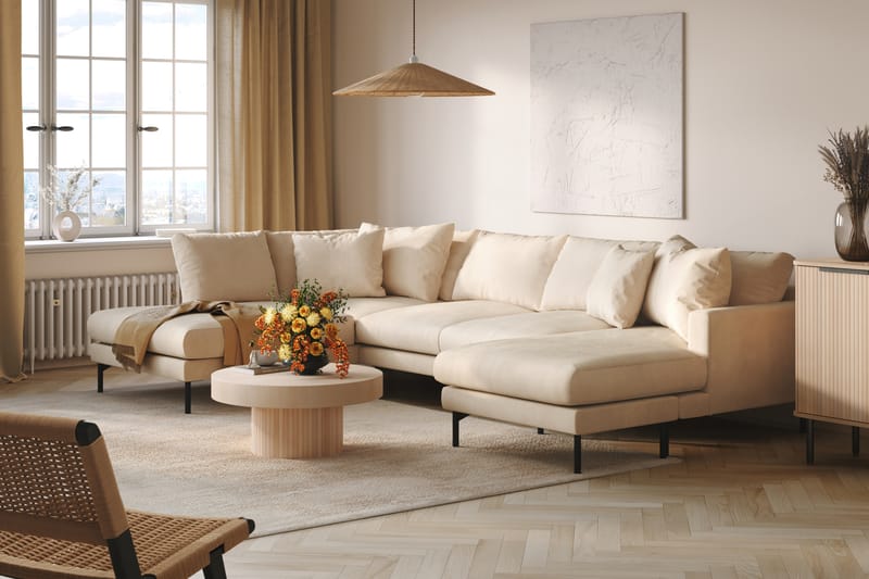 Menard 5-seters Stor U Sofa Manchester Sjeselong Venstre Divan Høyre - Lys Beige - Møbler - Sofaer - U-sofa