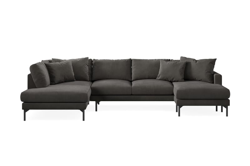 Menard Dyp 5-seters Manchester Stor U Sofa 337 cm bred - Mørkgrå - Møbler - Sofaer - U-sofa