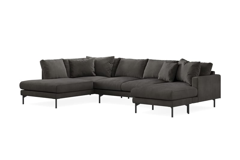 Menard Dyp 5-seters Manchester Stor U Sofa 337 cm bred - Mørkgrå - Møbler - Sofaer - U-sofa