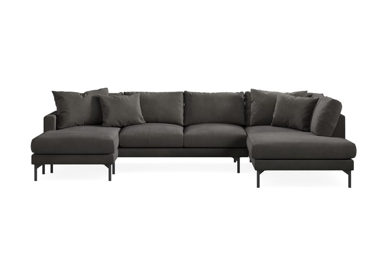 Menard Dyp 5-seters Manchester Stor U Sofa 337 cm bred - Mørkgrå - Møbler - Sofaer - U-sofa