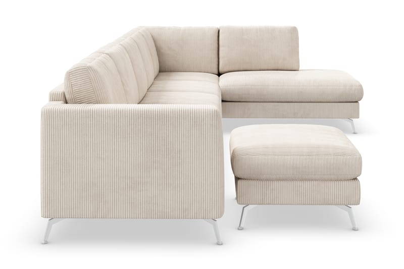 Ocean Lyx U-sofa med Sjeselong Høyre - Beige - Skinnsofaer - Fløyel sofaer - U-sofa