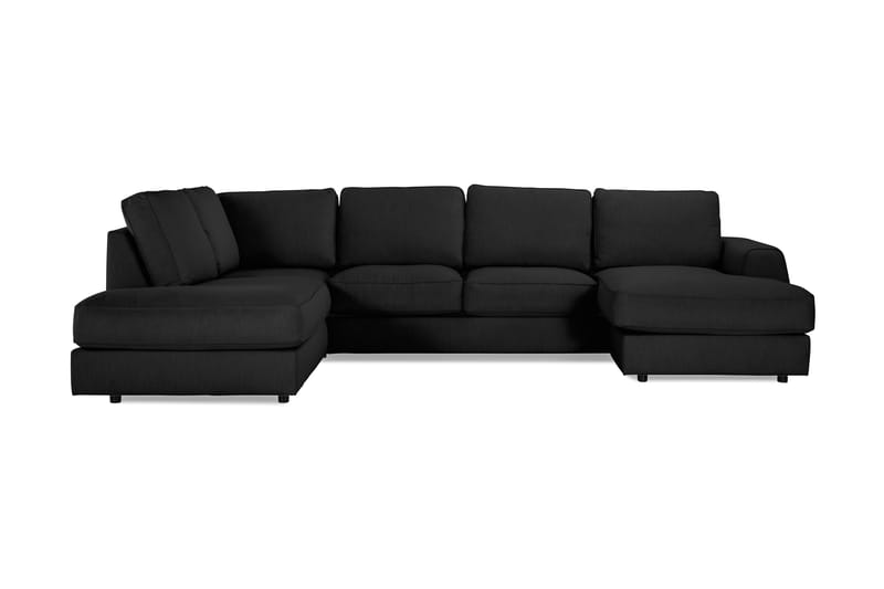 Optus Lyx U-sofa med Divan Høyre - Linsvart - Skinnsofaer - Fløyel sofaer - U-sofa