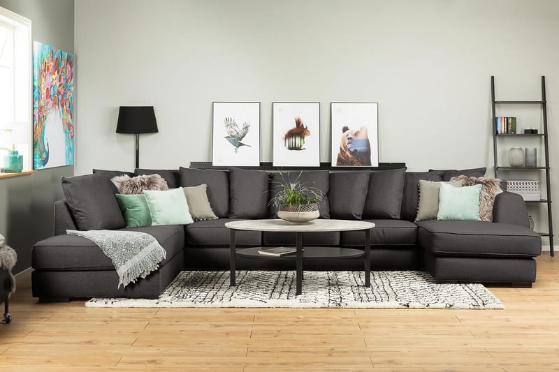 Optus U-sofa Large med Divan Høyre inkl. Konvoluttputer - Mørkegrå - Møbler - Sofaer - U-sofa