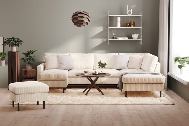 Peppe Manchester 5-seters Sofa med Divan og Sjeselong Høyre - Beige / Lys - Møbler - Sofaer - U-sofa